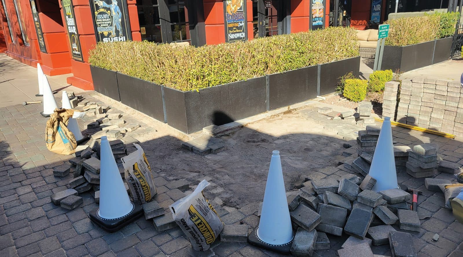 Failed, damaged paver surface